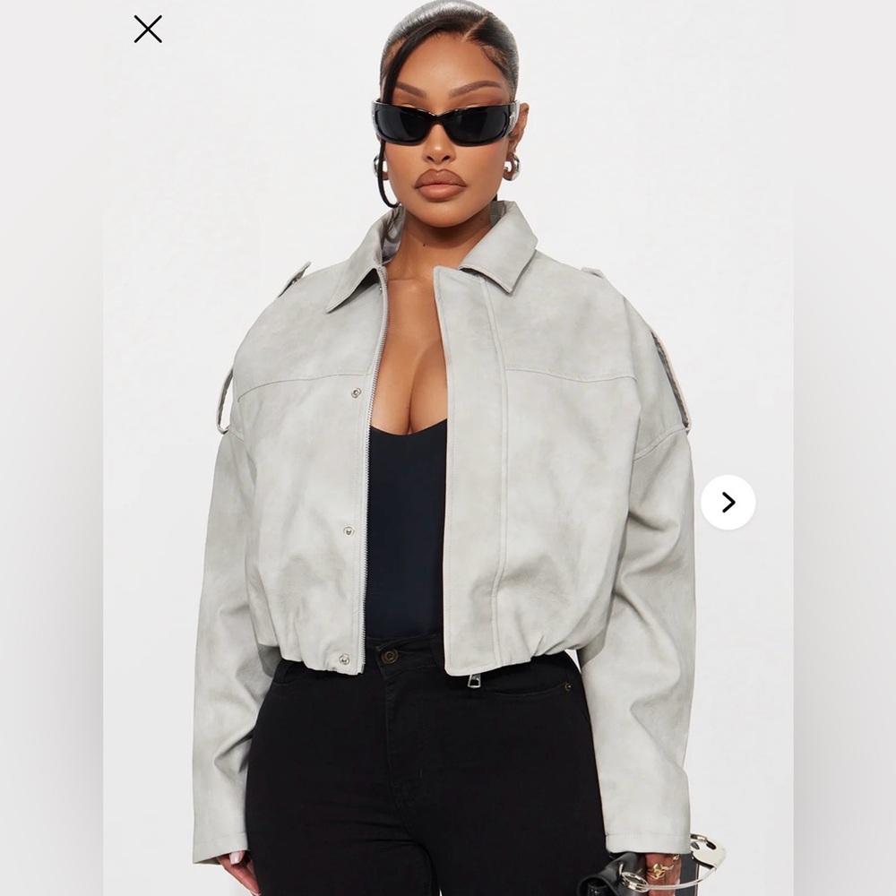 Chelsea Washed Faux Suede Bubble Jacket - Light Grey